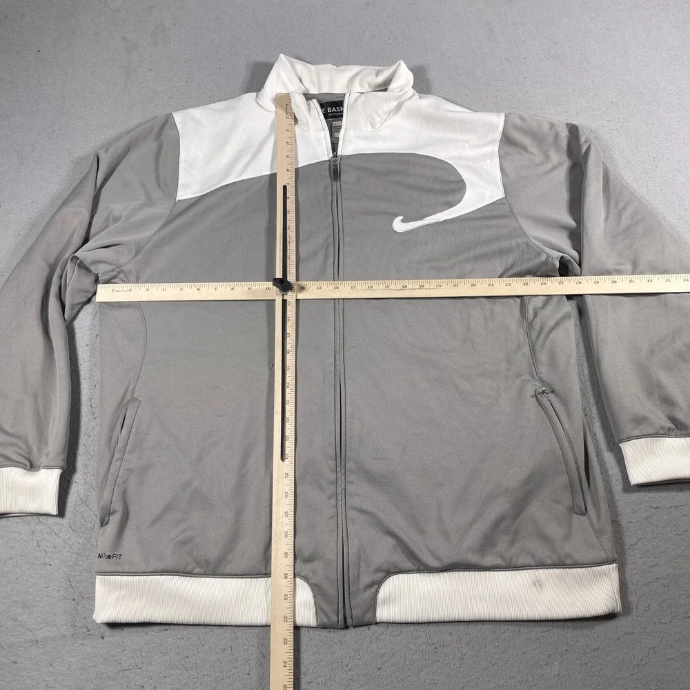 VTG Nike Basketball Jacket‎ Men 3XL Full Zip Gray White Athletic Casual Y2K